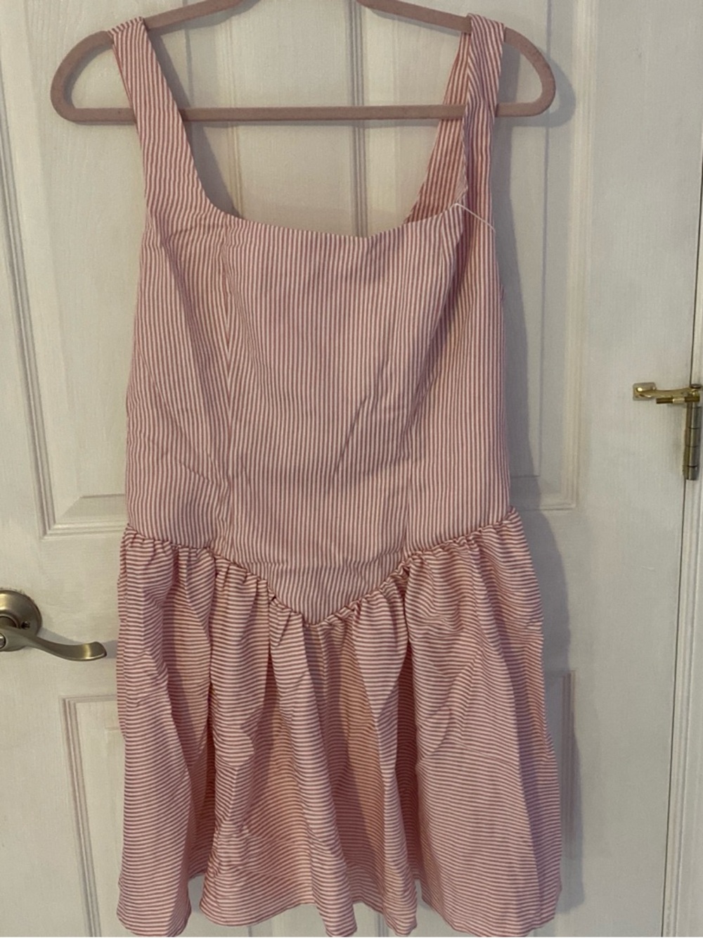 HALARA Pink and White Striped Sundress